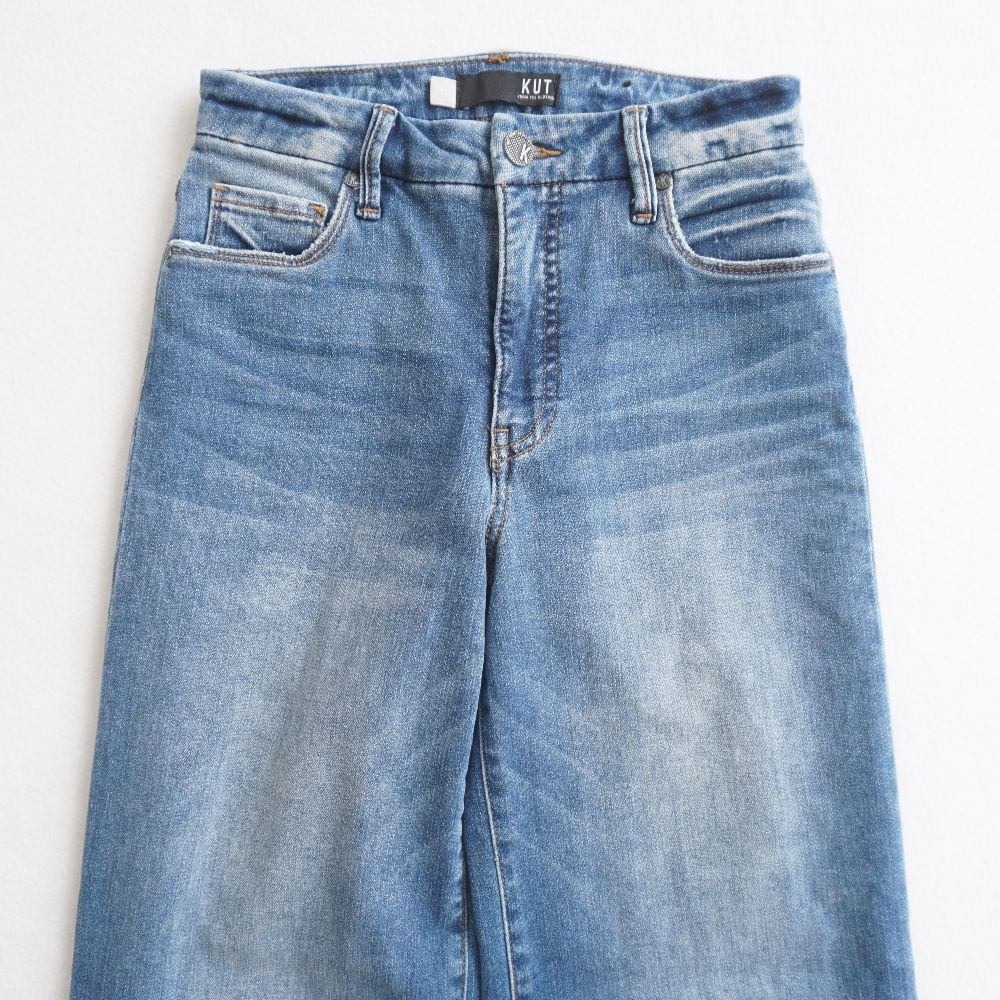 KUT From The Kloth Womens Meg Fab AB Wide Leg High Rise Jeans Size 10 Blue Denim - Picture 2 of 11